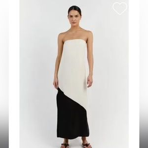 DISSH TAJ PEARL AND BLACK MIDI DRESS